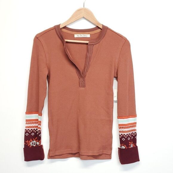 We The Free x Free People Mikah Cuff Layering Thermal Shirt in Autumn - Picture 2 of 12